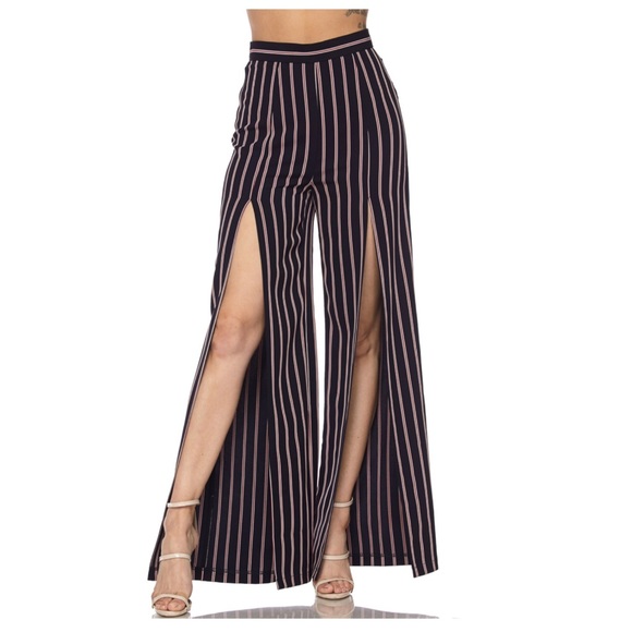 Front Slit Striped Pant - Picture 2 of 6